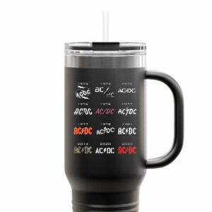 ACDC Band 50 Years Of Logos Merch 2025 Tumbler Mug Cup