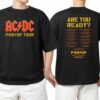 ACDC Band Official Merchandise PWR UP 2025 Tour Dates Are You Ready Two Sides T Shirt