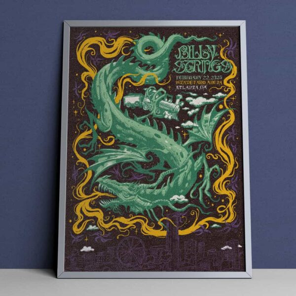 Billy Strings Winter Tour 2025 Second Night Merch Poster February 22 2025 At State Farm Arena Atlanta GA Artwork By Maarten Donders Poster Canvas