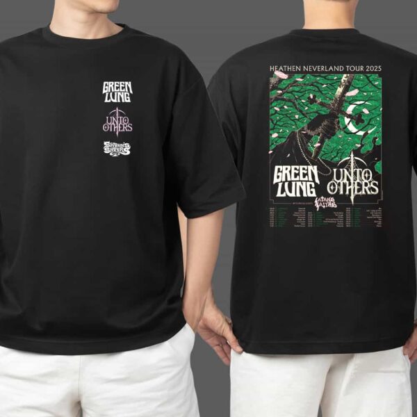 Green Lung x Unto Others x Satan's Satyrs Heathen Neverland Tour 2025 Tour Dates Merchandise Two Sides T Shirt