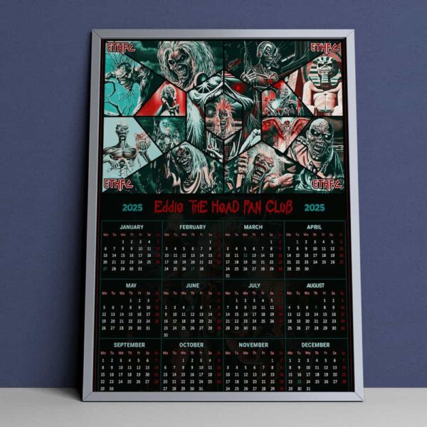 Iron Maiden Merchandise Eddie The Head Fan Club 2025 Calendar Limited Edition Poster Canvas