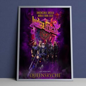 Judas Priest Invincible Shield World Tour 2025 With Very Special Guest Queensryche Merchandise Poster Canvas