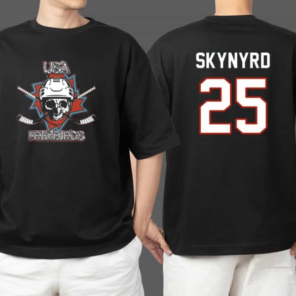 Lynyrd Skynyrd Limited Edition Tee Support USA Hockey Team Number 25 Merchandise Two Sides T Shirt