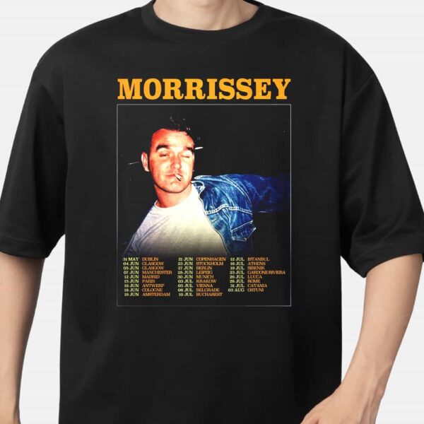 Morrissey Official Merchandise Live In Concert New European Shows 2025 Tour Dates T Shirt