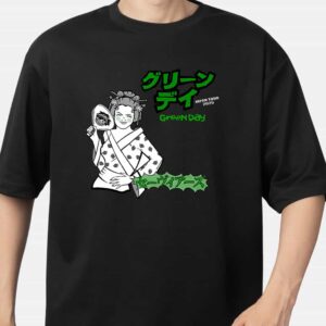 Poster For Green Day's Japanese Tour 2025 Woman Wearing Kimono Traditional Artwork Merchandise T Shirt