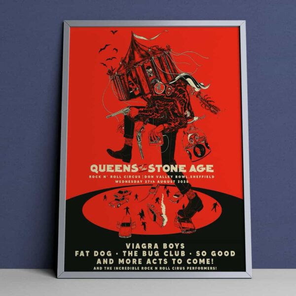 Queen Of The Stone Age Rock n' Roll Circus Don Valley Bowl Sheffield 27th August 2025 Merchandise Poster Canvas