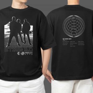 Sting Band Members Artwork Official Merchandise Tour Stops 2025 On Back Two Sides T Shirt