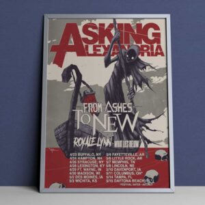 Asking Alexandria x From Ashes To New x Royale Lynn x What Lies Below Spring Tour 2025 Poster Tour Dates Merchandise Poster Canvas