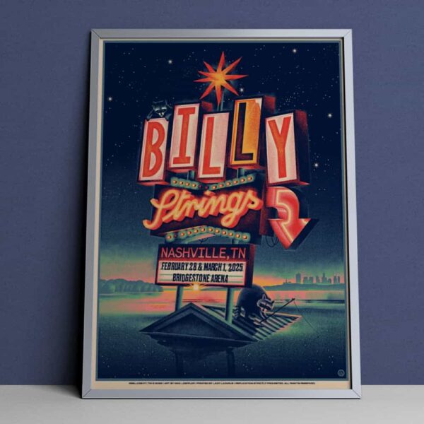 Billy Strings Poster Merchandise February 28 And March 1 2025 At Bridgestone Arena Nashville TN Poster Canvas