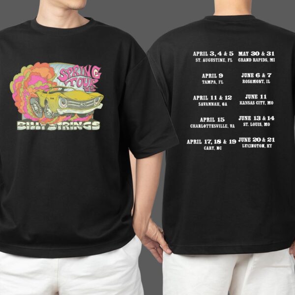 Billy Strings Spring Tour 2025 Highway Prayers Racing Car Artwork Tour Dates Merch Two Sides T Shirt