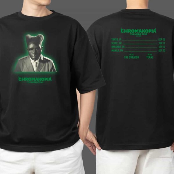 Chromakopia The World Tour Asia 2025 Tour Dates With Tyler The Creator With Paris Texas Merchandise Two Sides T Shirt