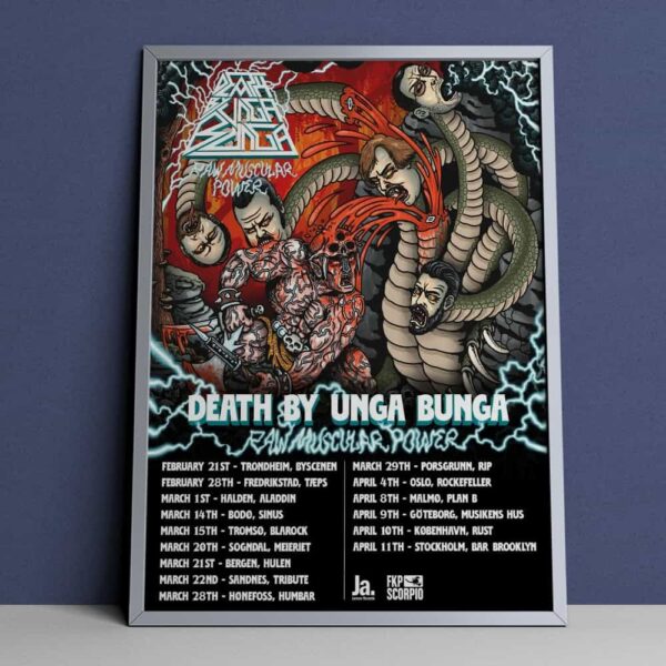 Death By Unga Bunga Raw Muscular Power Tour 2025 Poster Tour Dates Merchandise Poster Canvas