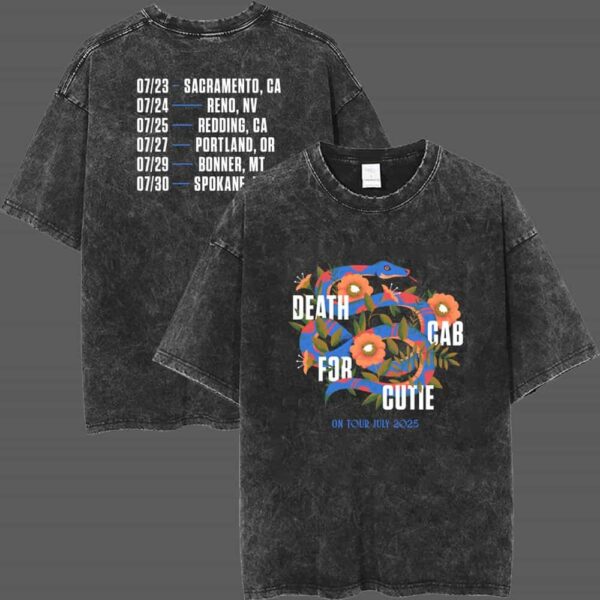 Death Cab For Cutie Tour July 2025 Tour Dates On Back Retro Band T Shirt