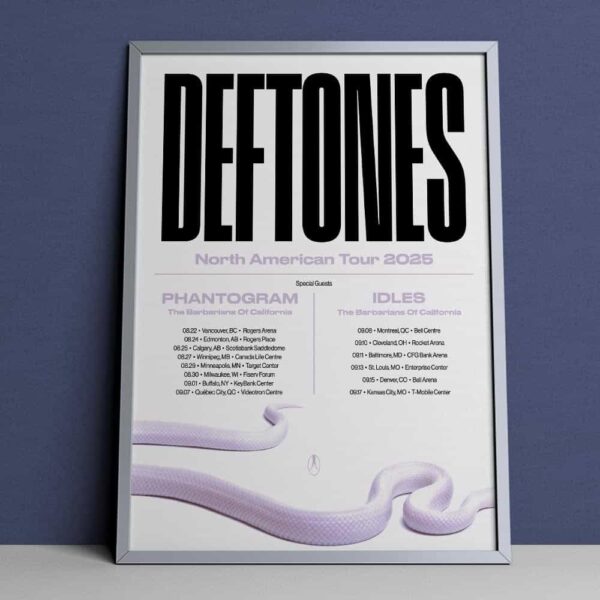 Deftones North American Tour 2025 With Phantogram And Idles The Barbarians Of California Poster Tour Dates Poster Canvas