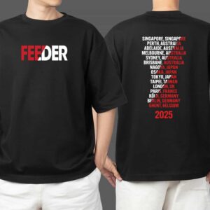 Feeder Official Band New Drop Tour 2025 Merchandise Tour Dates Unisex Two Sides T Shirt