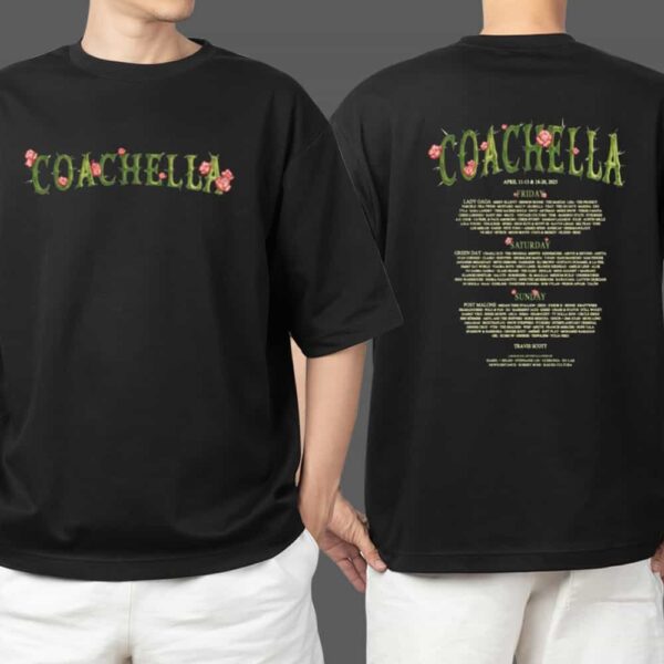 First Capsule Of 2025 Coachella Valley Music And Arts Festival Merchandise Coachella Cactus Text Style Artwork April 11 13 18 20 2025 And Lineup Two Sides T Shirt