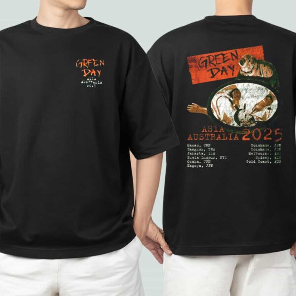 Green Day Asia And Australia 2025 Tour Merch Surgeon Artwork Tour Dates On Back Unisex Two Sides T Shirt