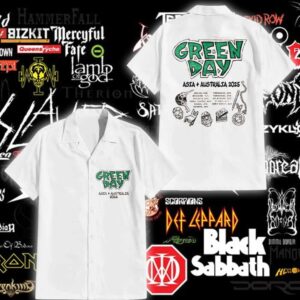 Green Day Smooth Australia And Asia Tour 2025 With Tour Dates On Back Merchandise Hawaiian Shirt For Summer Collections