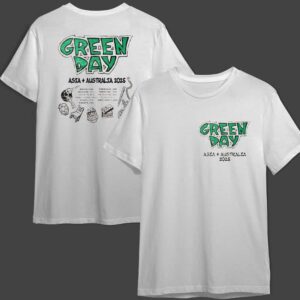 Green Day Smooth Australia And Asia Tour 2025 With Tour Dates On Back Merchandise Unisex Two Sides T Shirt