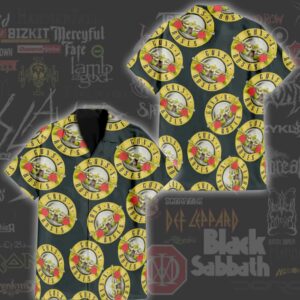 Guns N' Roses Logo Pattern Summer Collections New Arrivals 2025 Hawaiian Shirt