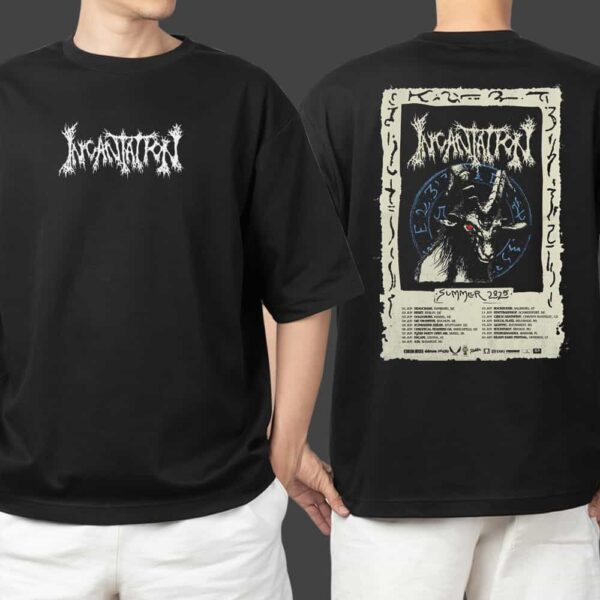 Incantation Official Band Merch Summer Tour 2025 Poster Tour Dates On Back Print Unisex Two Sides T Shirt