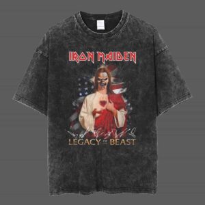 Iron Maiden Legacy Of The Beast Jesus Christ Eddie With Signatures Retro Band T Shirt