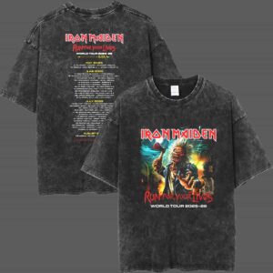 Iron Maiden Run For Your Lives World Tour 2025 26 With Tour Dates On Back Merchandise Retro Band T Shirt