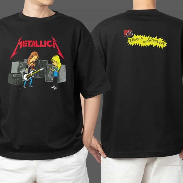 Metallica Beavis And Butt Head MTV's Music Television Logo Vintage Unisex Two Sides T Shirt