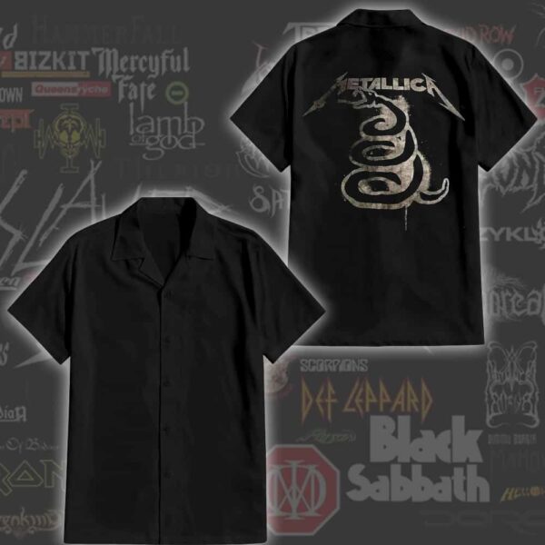 Metallica Black Album Snake Logo Summer Collections New Arrivals 2025 Hawaiian Shirt