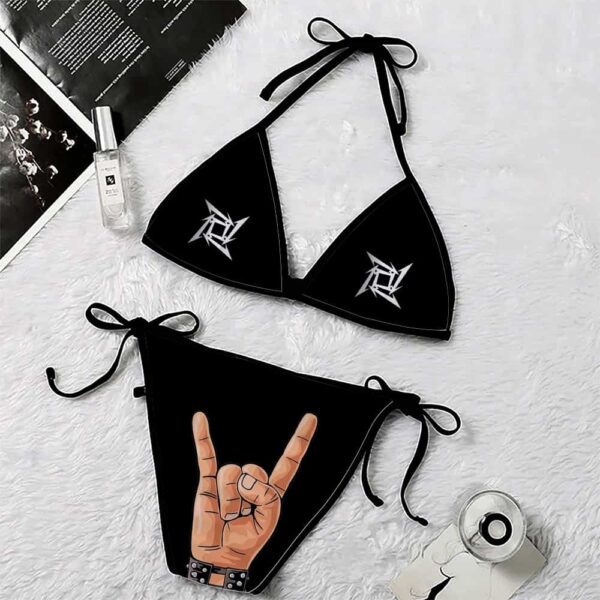 Metallica Ninja Star Logo With Hand Sign Sexy Summer Bikini