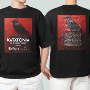 Official Band Merch Katatonia Winter Tour 2025 EU And UK Headline Tour Kicking Off November With Evergrey x Klogr Poster Tour Dates On Back Unisex Two Sides T Shirt