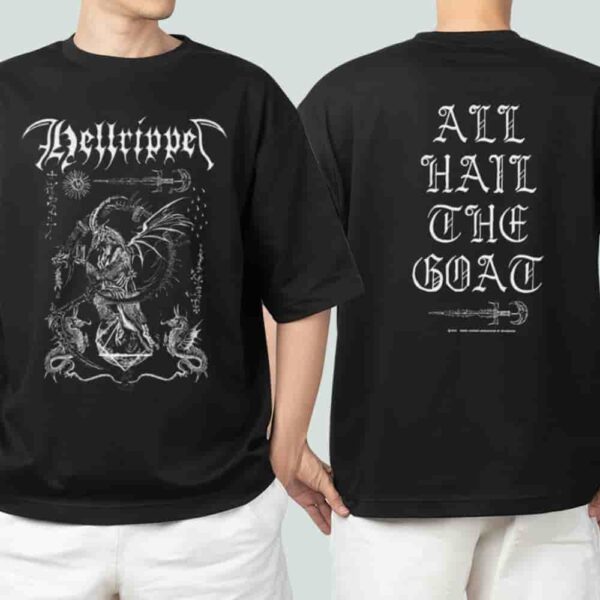 Official Hellripper Band Merch 2025 All Hail The Goat Unisex Two Sides T Shirt