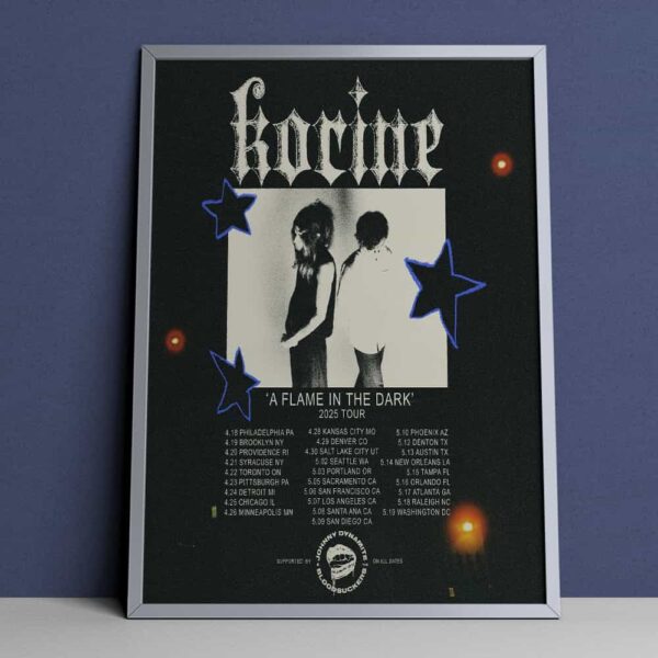 Official Korine Band Merch A Flame In The Dark 2025 Tour Dates Poster Canvas