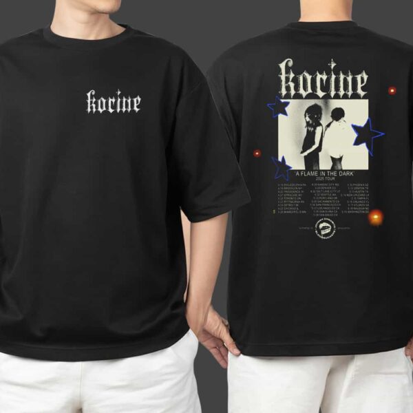 Official Korine Band Merch A Flame In The Dark 2025 Tour Print Tour Dates On Back Unisex T Shirt