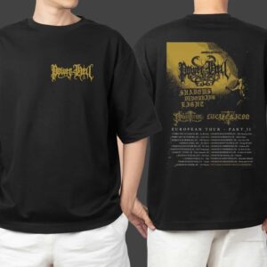 Power From Hell European Tour 2025 With Lucifericon Poster Tour Dates On Back Print Merchandise Unisex T Shirt