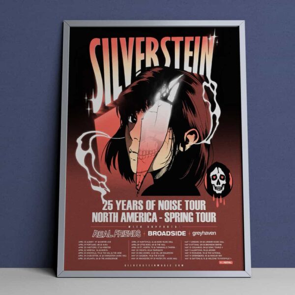 Silverstein 25 Years Of Noise Tour North America Spring Tour With Realfriends x Broadside x Greyhaven Poster Tour Dates Poster Canvas