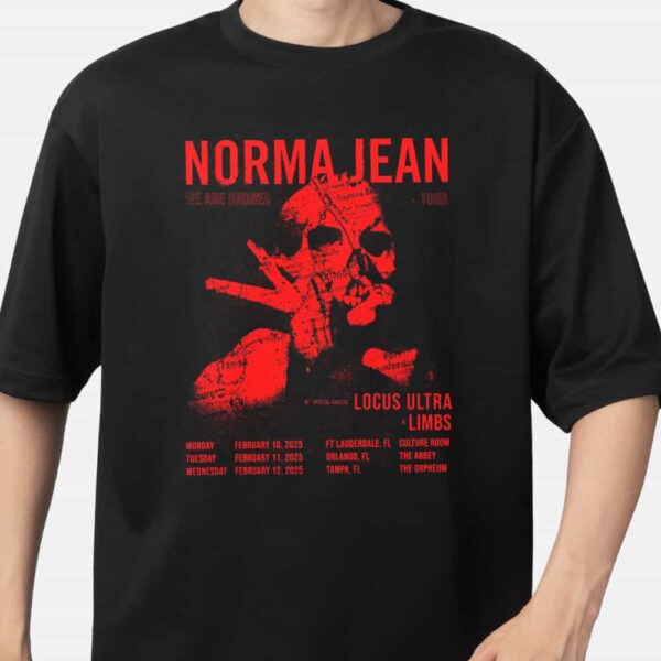 The Almighty Norma Jean We Are Drones Tour With Locus Ultra And Limbs Merch 2025 Tour Dates T Shirt