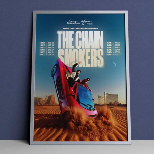 The Chain Smokers Back At Encore Beach Club 2025 Las Vegas Residency Poster Tour Dates Poster Canvas