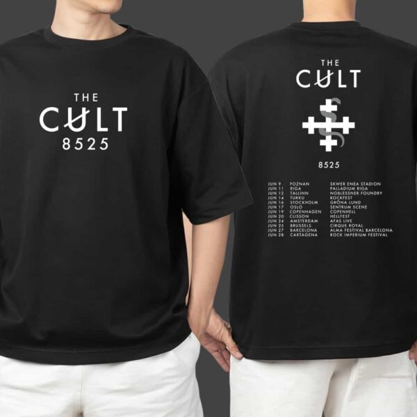 The Cult 8525 New Europe Tour Dates Merchandise Print On Back Unisex T Shirt