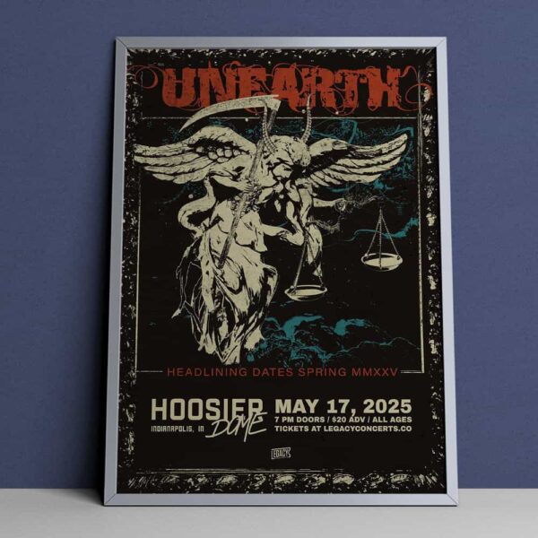 Unearth Official at Hoosier Dome Indianapolis May 17 2025 Headlining Dates Spring Poster Tour Poster Canvas