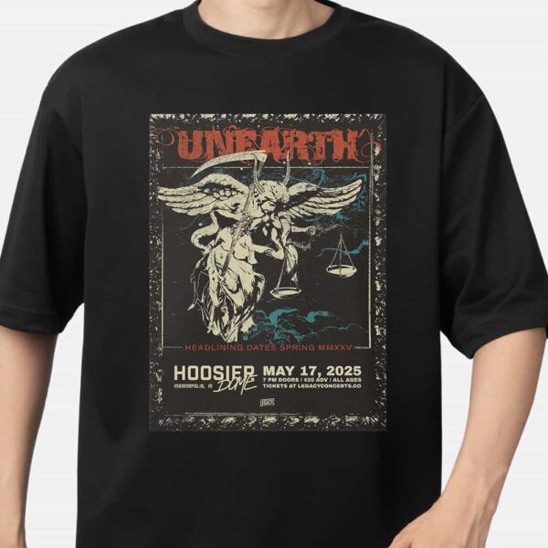 Unearth Official at Hoosier Dome Indianapolis May 17 2025 Headlining Dates Spring Poster Tour Unisex T Shirt